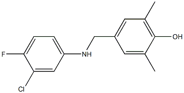 4-{[(3-chloro-4-fluorophenyl)amino]methyl}-2,6-dimethylphenol Struktur