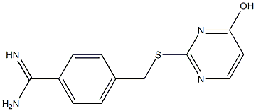 4-{[(4-hydroxypyrimidin-2-yl)sulfanyl]methyl}benzene-1-carboximidamide Struktur