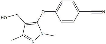 4-{[4-(hydroxymethyl)-1,3-dimethyl-1H-pyrazol-5-yl]oxy}benzonitrile Struktur