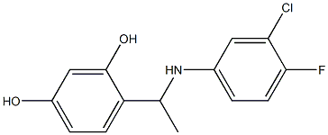 4-{1-[(3-chloro-4-fluorophenyl)amino]ethyl}benzene-1,3-diol Struktur