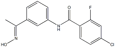 4-chloro-2-fluoro-N-{3-[1-(hydroxyimino)ethyl]phenyl}benzamide Struktur