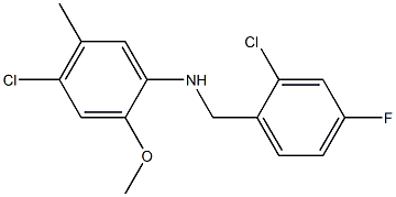 4-chloro-N-[(2-chloro-4-fluorophenyl)methyl]-2-methoxy-5-methylaniline Struktur