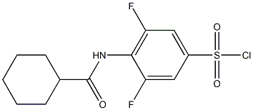 4-cyclohexaneamido-3,5-difluorobenzene-1-sulfonyl chloride Struktur