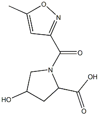 4-hydroxy-1-[(5-methyl-1,2-oxazol-3-yl)carbonyl]pyrrolidine-2-carboxylic acid Struktur