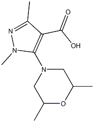 5-(2,6-dimethylmorpholin-4-yl)-1,3-dimethyl-1H-pyrazole-4-carboxylic acid Struktur