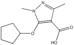 5-(cyclopentyloxy)-1,3-dimethyl-1H-pyrazole-4-carboxylic acid Struktur