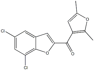 5,7-dichloro-2-[(2,5-dimethylfuran-3-yl)carbonyl]-1-benzofuran Struktur