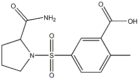 5-[(2-carbamoylpyrrolidine-1-)sulfonyl]-2-methylbenzoic acid Struktur