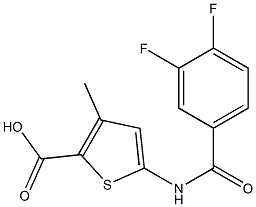 5-[(3,4-difluorobenzene)amido]-3-methylthiophene-2-carboxylic acid Struktur