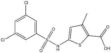 5-[(3,5-dichlorobenzene)sulfonamido]-3-methylthiophene-2-carboxylic acid Struktur