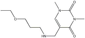 5-{[(3-ethoxypropyl)amino]methyl}-1,3-dimethyl-1,2,3,4-tetrahydropyrimidine-2,4-dione Struktur