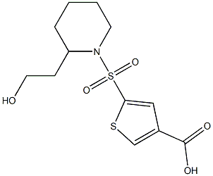 5-{[2-(2-hydroxyethyl)piperidine-1-]sulfonyl}thiophene-3-carboxylic acid Struktur