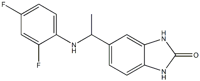 5-{1-[(2,4-difluorophenyl)amino]ethyl}-2,3-dihydro-1H-1,3-benzodiazol-2-one Struktur