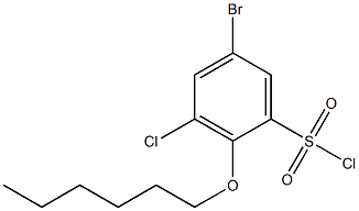 5-bromo-3-chloro-2-(hexyloxy)benzene-1-sulfonyl chloride Struktur