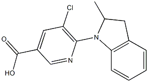 5-chloro-6-(2-methyl-2,3-dihydro-1H-indol-1-yl)pyridine-3-carboxylic acid Struktur