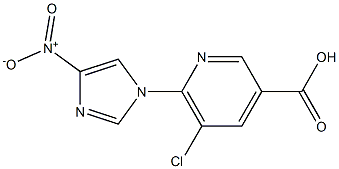 5-chloro-6-(4-nitro-1H-imidazol-1-yl)pyridine-3-carboxylic acid Struktur