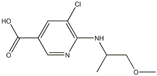 5-chloro-6-[(1-methoxypropan-2-yl)amino]pyridine-3-carboxylic acid Struktur