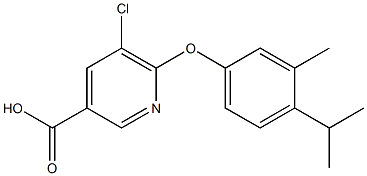 5-chloro-6-[3-methyl-4-(propan-2-yl)phenoxy]pyridine-3-carboxylic acid Struktur