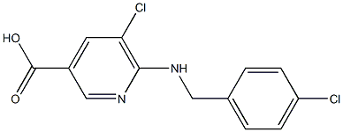 5-chloro-6-{[(4-chlorophenyl)methyl]amino}pyridine-3-carboxylic acid Struktur