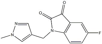 5-fluoro-1-[(1-methyl-1H-pyrazol-4-yl)methyl]-2,3-dihydro-1H-indole-2,3-dione Struktur