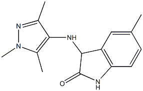 5-methyl-3-[(1,3,5-trimethyl-1H-pyrazol-4-yl)amino]-2,3-dihydro-1H-indol-2-one Struktur