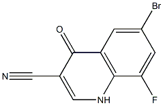 6-bromo-8-fluoro-4-oxo-1,4-dihydroquinoline-3-carbonitrile Struktur