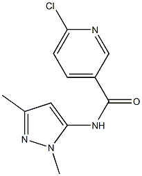 6-chloro-N-(1,3-dimethyl-1H-pyrazol-5-yl)pyridine-3-carboxamide Struktur