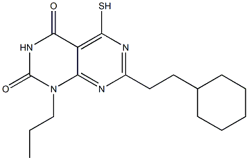 7-(2-cyclohexylethyl)-5-mercapto-1-propylpyrimido[4,5-d]pyrimidine-2,4(1H,3H)-dione Struktur