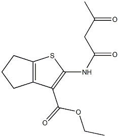 ethyl 2-(3-oxobutanamido)-4H,5H,6H-cyclopenta[b]thiophene-3-carboxylate Struktur