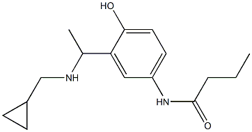 N-(3-{1-[(cyclopropylmethyl)amino]ethyl}-4-hydroxyphenyl)butanamide Struktur