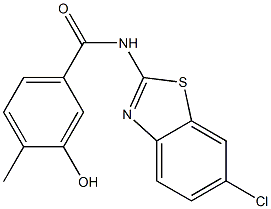 N-(6-chloro-1,3-benzothiazol-2-yl)-3-hydroxy-4-methylbenzamide Struktur