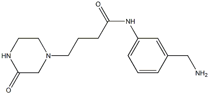 N-[3-(aminomethyl)phenyl]-4-(3-oxopiperazin-1-yl)butanamide Struktur