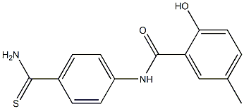 N-[4-(aminocarbonothioyl)phenyl]-2-hydroxy-5-methylbenzamide Struktur