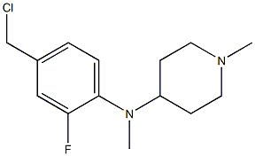 N-[4-(chloromethyl)-2-fluorophenyl]-N,1-dimethylpiperidin-4-amine Struktur