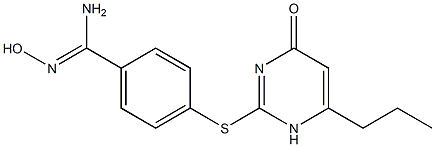 N'-hydroxy-4-[(4-oxo-6-propyl-1,4-dihydropyrimidin-2-yl)sulfanyl]benzene-1-carboximidamide Struktur