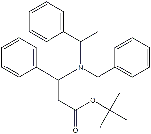 3-[Benzyl-(1-phenyl-ethyl)-amino]-3-phenyl-propionic acid tert-butyl ester Struktur