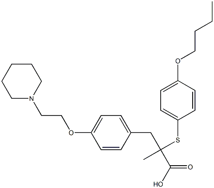 2-(4-BUTOXYPHENYLTHIO)-2-METHYL-3-(4-(2-(PIPERIDIN-1-YL)ETHOXY)PHENYL)PROPANOIC ACID Struktur