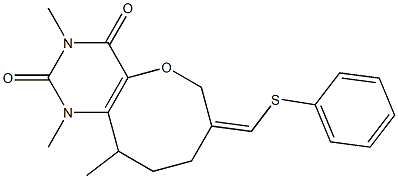 1H-Oxocino[3,2-d]pyrimidine-2,4(3H,6H)-dione,  7,8,9,10-tetrahydro-1,3,10-trimethyl-7-[(phenylthio)methylene]- Struktur