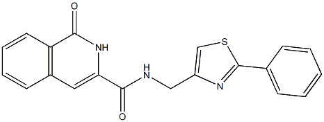 3-Isoquinolinecarboxamide,  1,2-dihydro-1-oxo-N-[(2-phenyl-4-thiazolyl)methyl]- Struktur