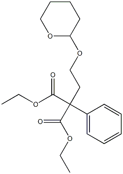 2-Phenyl-2-[2-(tetrahydro-pyran-2-yloxy)-ethyl]-malonic acid diethyl ester Struktur