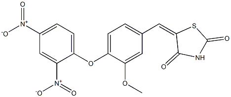 5-(4-{2,4-bisnitrophenoxy}-3-methoxybenzylidene)-1,3-thiazolidine-2,4-dione Struktur