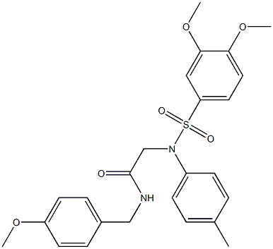 2-[{[3,4-bis(methyloxy)phenyl]sulfonyl}(4-methylphenyl)amino]-N-{[4-(methyloxy)phenyl]methyl}acetamide Struktur