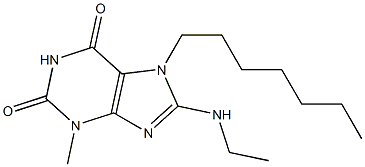 8-(ethylamino)-7-heptyl-3-methyl-3,7-dihydro-1H-purine-2,6-dione Struktur