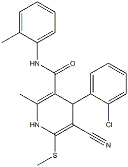 4-(2-chlorophenyl)-5-cyano-2-methyl-N-(2-methylphenyl)-6-(methylsulfanyl)-1,4-dihydro-3-pyridinecarboxamide Struktur