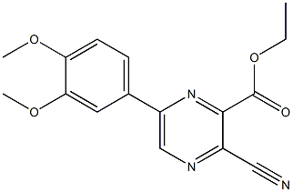 ethyl 3-cyano-6-(3,4-dimethoxyphenyl)-2-pyrazinecarboxylate Struktur