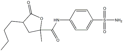 N-[4-(aminosulfonyl)phenyl]-4-butyl-2-methyl-5-oxotetrahydro-2-furancarboxamide Struktur