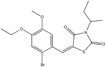 5-(2-bromo-4-ethoxy-5-methoxybenzylidene)-3-sec-butyl-1,3-thiazolidine-2,4-dione Struktur