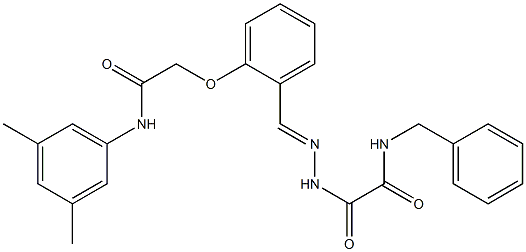 N-benzyl-2-(2-{2-[2-(3,5-dimethylanilino)-2-oxoethoxy]benzylidene}hydrazino)-2-oxoacetamide Struktur