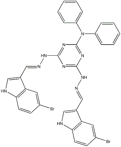 5-bromo-1H-indole-3-carbaldehyde [4-{2-[(5-bromo-1H-indol-3-yl)methylene]hydrazino}-6-(diphenylamino)-1,3,5-triazin-2-yl]hydrazone Struktur