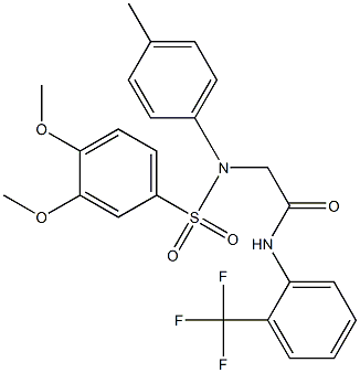 2-[{[3,4-bis(methyloxy)phenyl]sulfonyl}(4-methylphenyl)amino]-N-[2-(trifluoromethyl)phenyl]acetamide Struktur